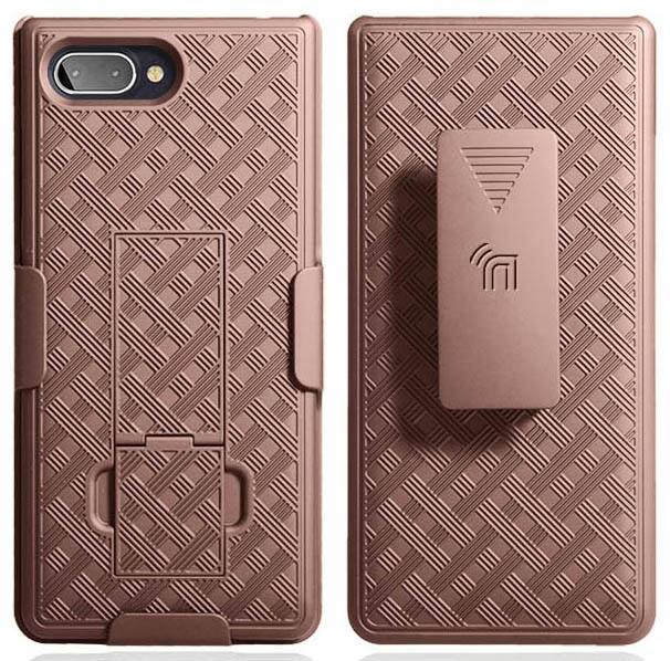 Alt View 3. Nakedcellphone - Case with Stand and Belt Clip Holster for BlackBerry Key2 LE - Rose Gold.