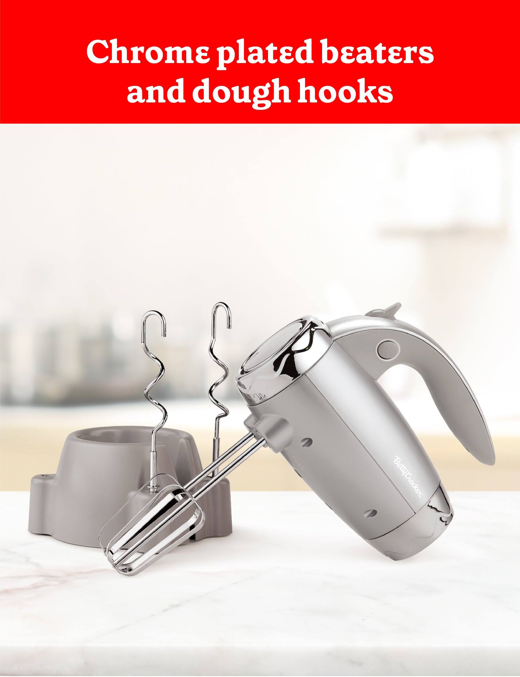 Chrome plated beaters and dough hooks Betty Crocker