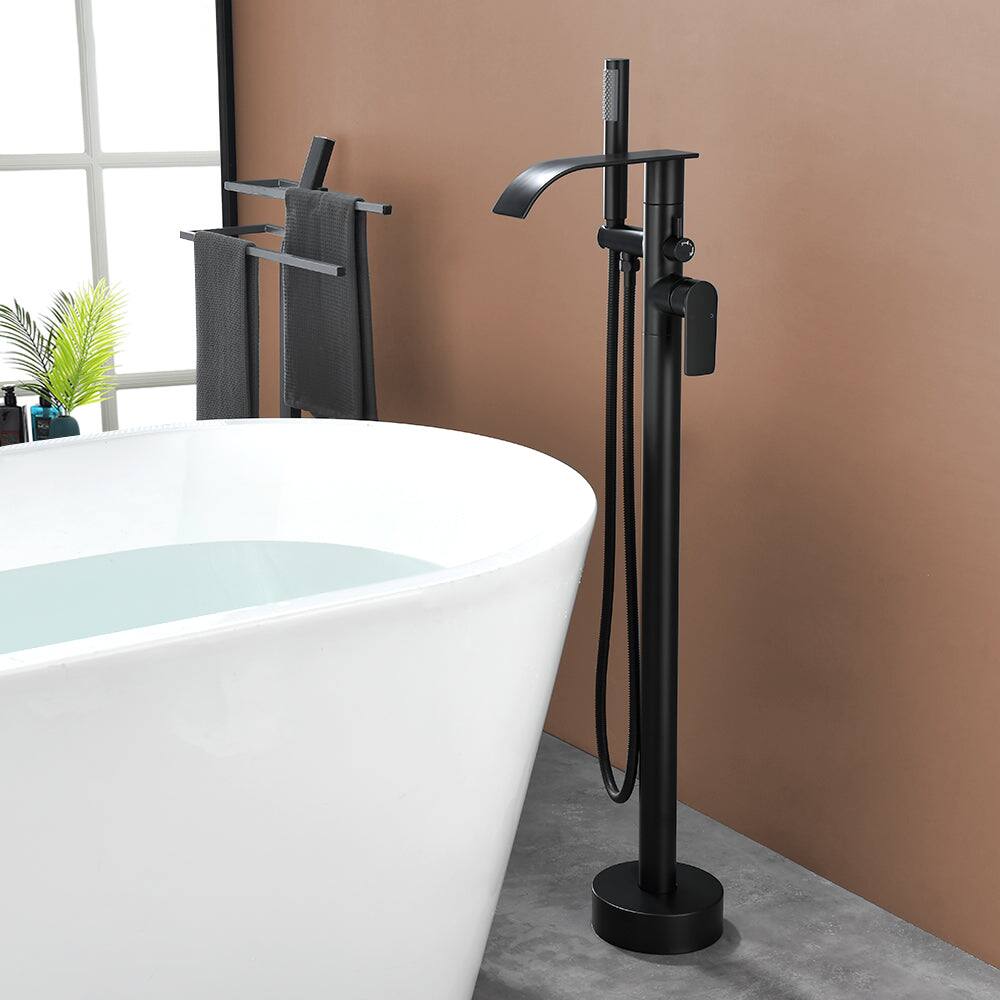 Alt View 1. Boyel Living - Black Bathtub Faucet Dual Function 360 Degrees Rotatable 1.5m SUS304 Hose Single Handle - Matte Black.