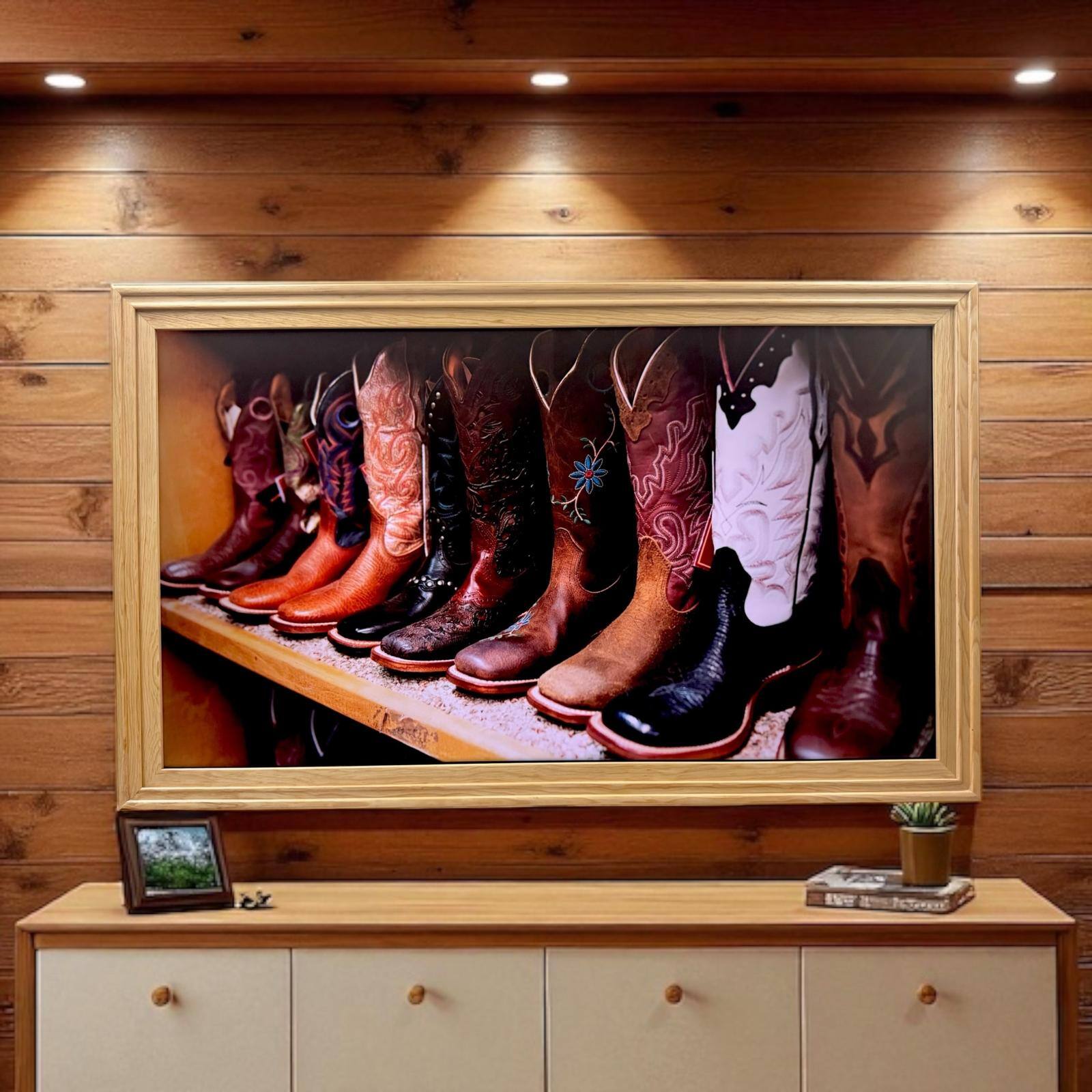 Alt View 10. LAREDO FRAME FACTORY - 65 inch Hisense Canvas TV Frame, Canvas TV by Hisense - NATURAL WOOD.