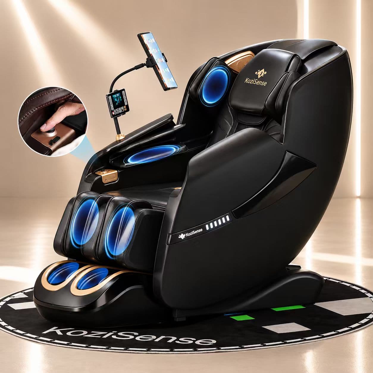 KoziSense - KZ-A18 3D Massage Chair Full Body,Zero Gravity SL-Track Shiatsu,Back Heat,Voice Control,Body Scan,Legrest Extension - Black
