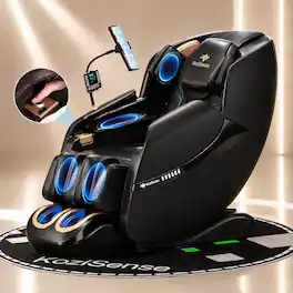 KoziSense - KZ-A18 3D Massage Chair Full Body,Zero Gravity SL-Track Shiatsu,Back Heat,Voice Control,Body Scan,Legrest Extension - Black