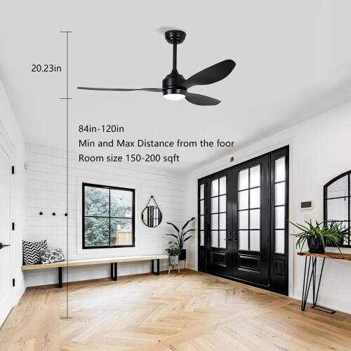 20.23in  
84in-120in  
Min and Max Distance from the floor  
Room size 150-200 sqft