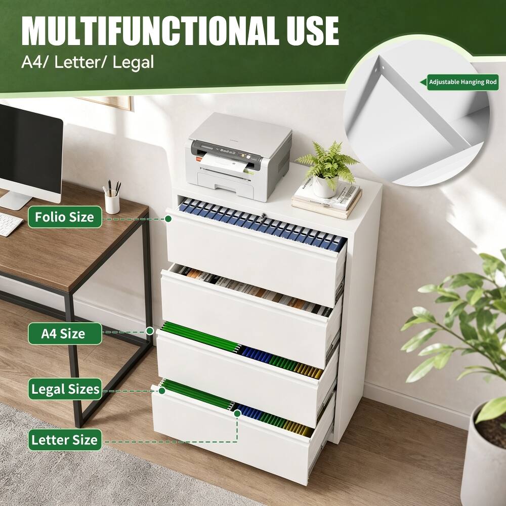 MULTIFUNCTIONAL USE  
A4/ Letter/ Legal  

Adjustable Hanging Rod  

Folio Size  
A4 Size  
Legal Sizes  
Letter Size