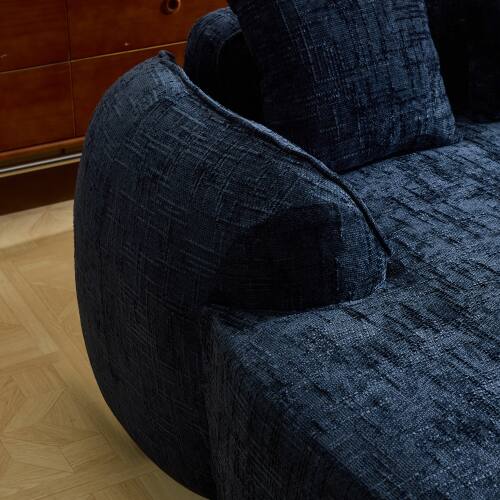 Left. Anysun - Chenille L-Shape Compressed Sofa - High-Elastic Sponge, Curved Armrests & 4 Throw Pillows for Living Room - Blue.