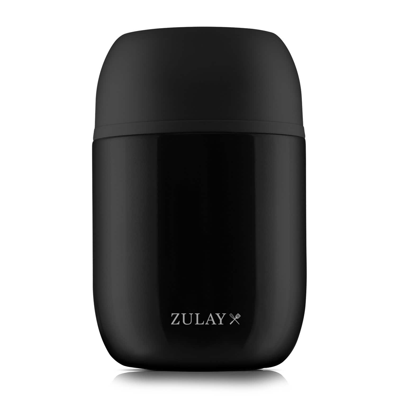 Zulay Kitchen - 16oz Stainless Steel Vacuum Insulated Food Jar for Hot Foods and Soups - Black