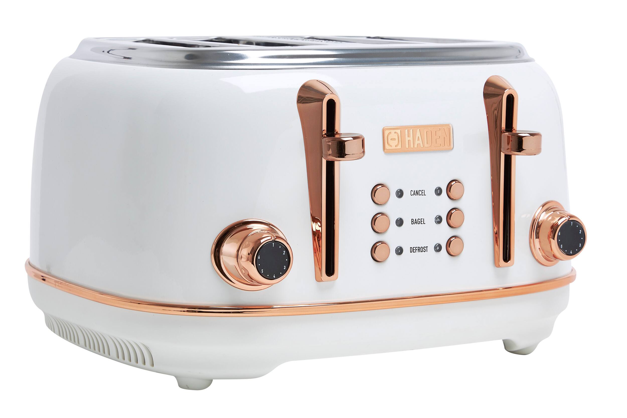 Left. Haden - Heritage 4 Slice Toaster - Ivory and Copper.