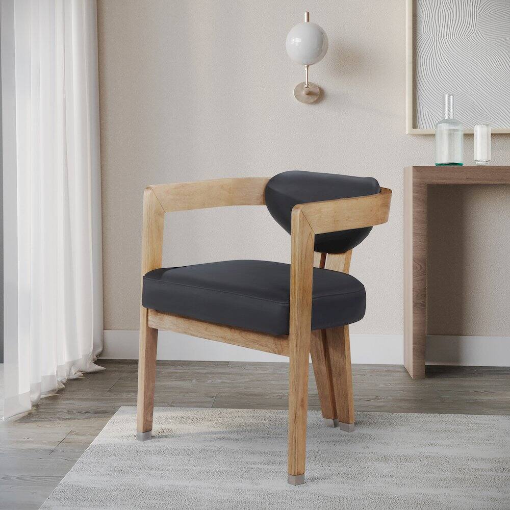 Alt View 1. Meridian Furniture - Carlyle Black Vegan Leather Dining Chair - Black.