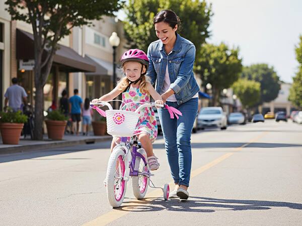 Alt View 2. JOYSTAR - JOYSTAR Petal 12 Inch Kids Bike for Ages 2-4 Girls, Children's Bicycle with Training Wheels & Basket, Purple - Purple.