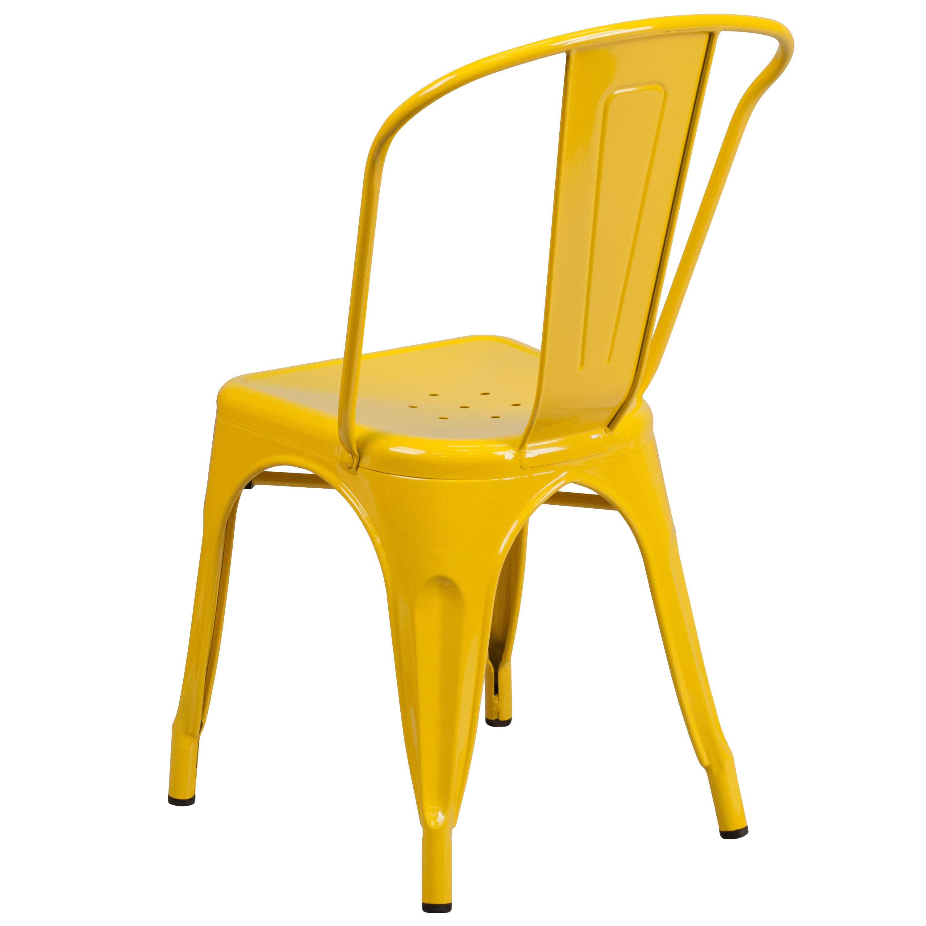 Alt View 5. Emma + Oliver - Commercial Grade Colorful Metal Indoor-Outdoor Stackable Dining Chair - Yellow.