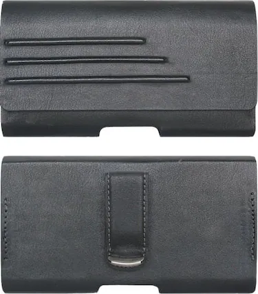 Front. RomeTech - Universal Leather Pouch Case for Medium Phones - Black.