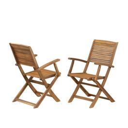 Outdoor Escape - Oil-Finish Wooden Patio Chairs with Sturdy Frame and Weatherproof Finish - Brown
