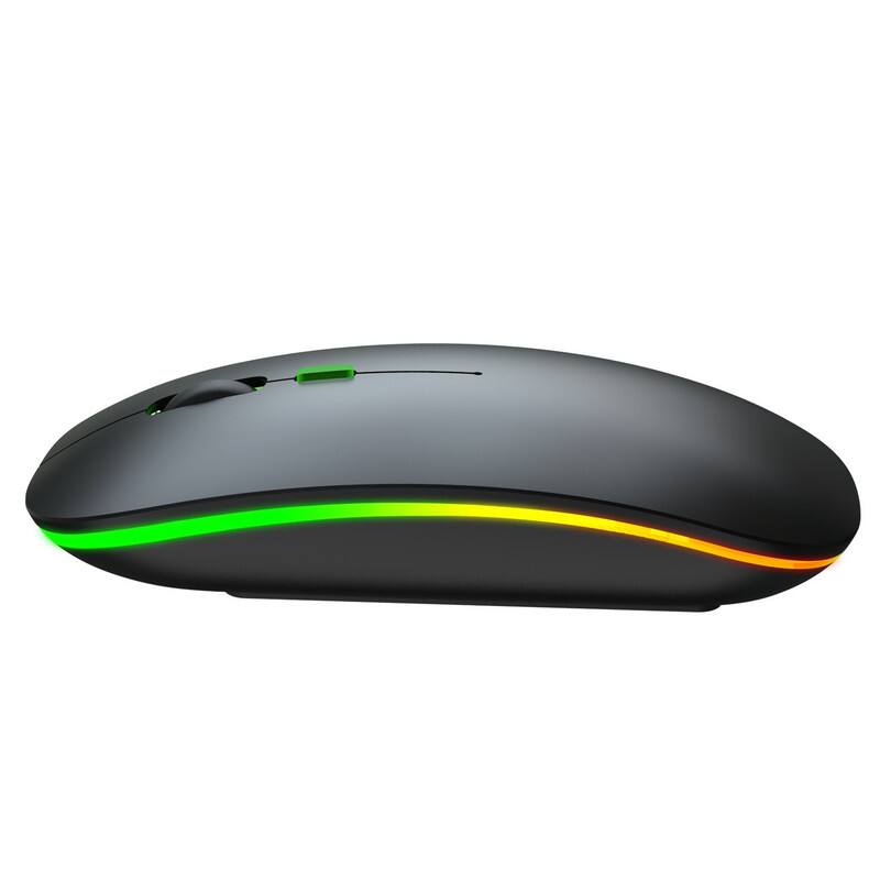 Alt View 4. SKRAN - 2.4G Wireless Rechargeable Office Mouse - Slim, Easy-to-Use with 7-Color Breathing Light,Adjustable DPI for Home/Office - Black.