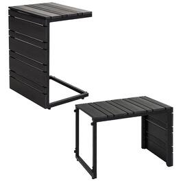 Gymax - 2PCS C-Shaped Side Table w/Wood Plastic Tabletop Compact Space-Saving End Table - Black