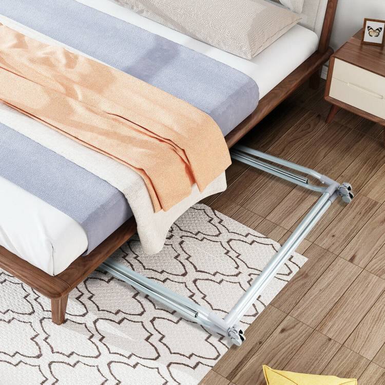 Left. Hivvago - Folding Extendable Metal Garment Rack Clothes Hanging Rod with Lockable Wheels - silver.