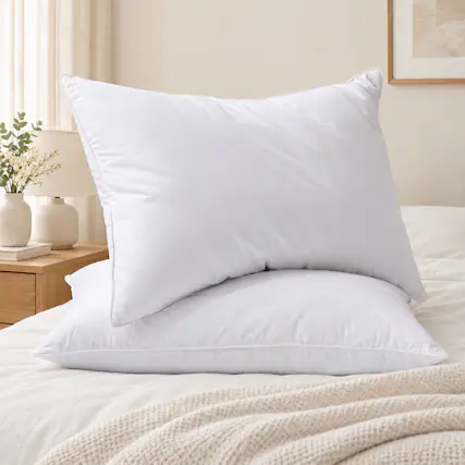 Front. Peace Nest - Peace Nest 100% Cotton White Goose Feather Down Pillows - White.