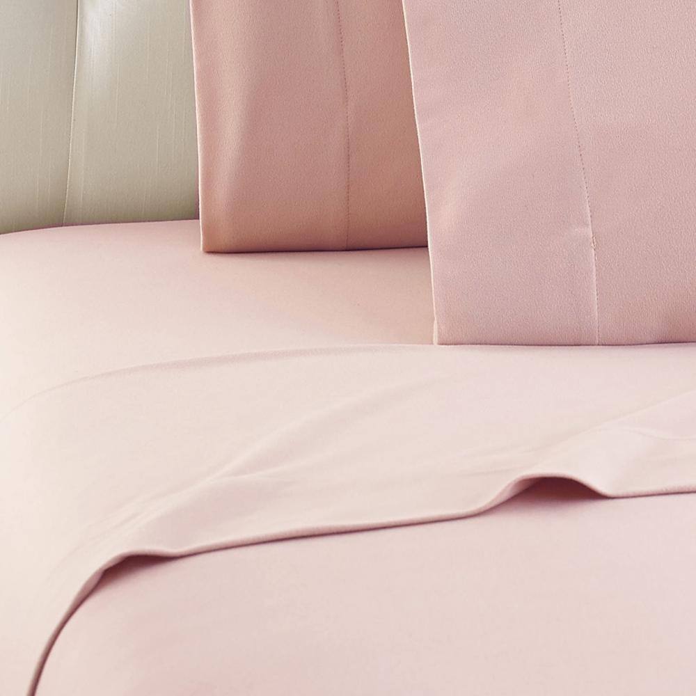 Alt View 2. Shavel Home Products - Micro Flannel Solid Color Deep-Pocket Sheet Set, King, Petal Pink - Petal pink.