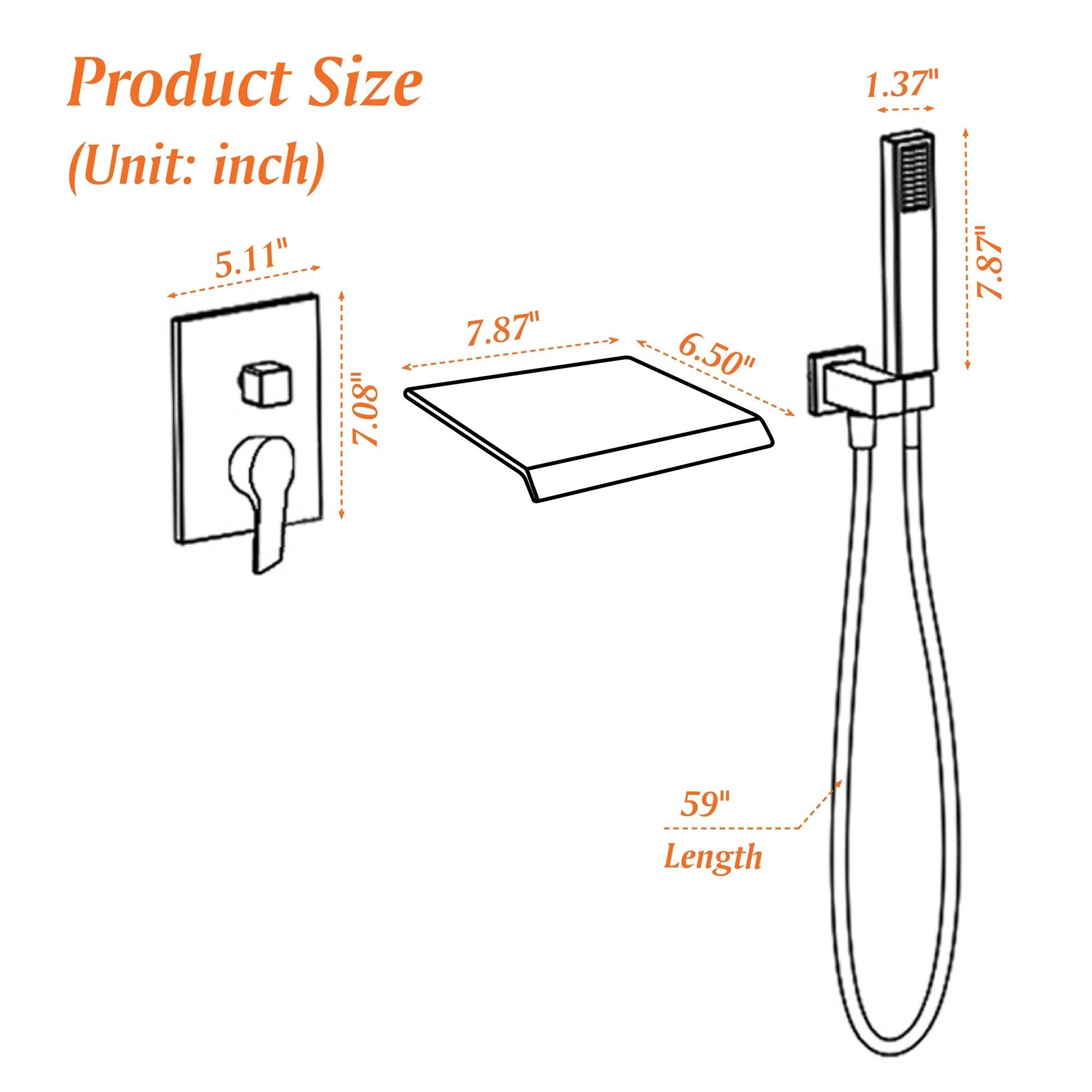 Product Size (Unit: inch)  
5.11"  
7.87"  
7.08"  
6.50"  
1.37"  
7.87"  
59" Length