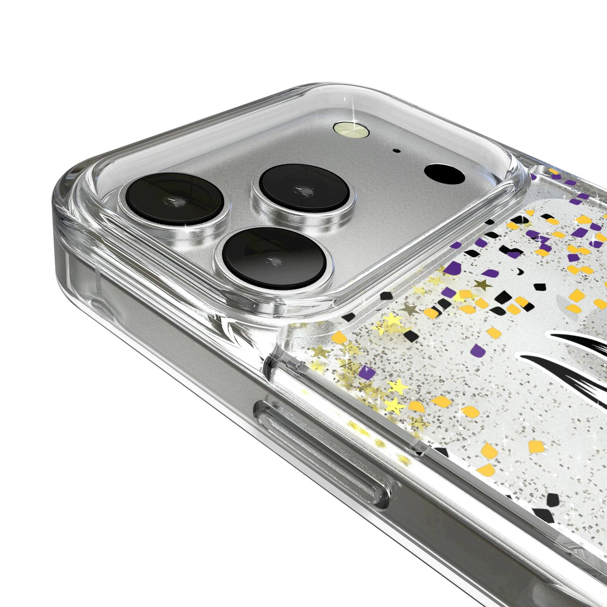 Alt View 2. Keyscaper - Minnesota Vikings iPhone Glitter Case with Confetti Design - 15 Pro Max - Multicolor.
