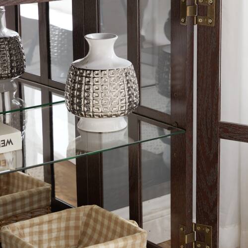 Alt View 2. LUCKY ONE - 66in Freestanding LED Display Cabinet with Adjustable Shelves Storage Bookcase for Collectibles - Cherry.