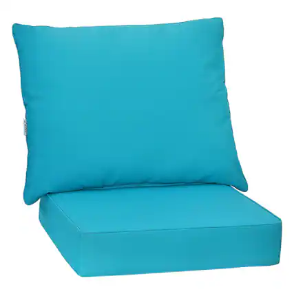 Front. Costway - Costway 2PCS Deep Seat Chair Cushion Pads Set Indoor Outdoor W/ Rope Belts - Turquoise.