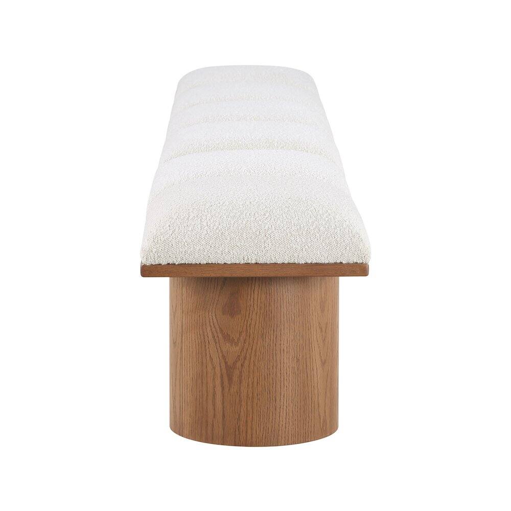 Left. Meridian Furniture - Pavilion Cream Boucle Fabric Bench - Cream Boucle Fabric.
