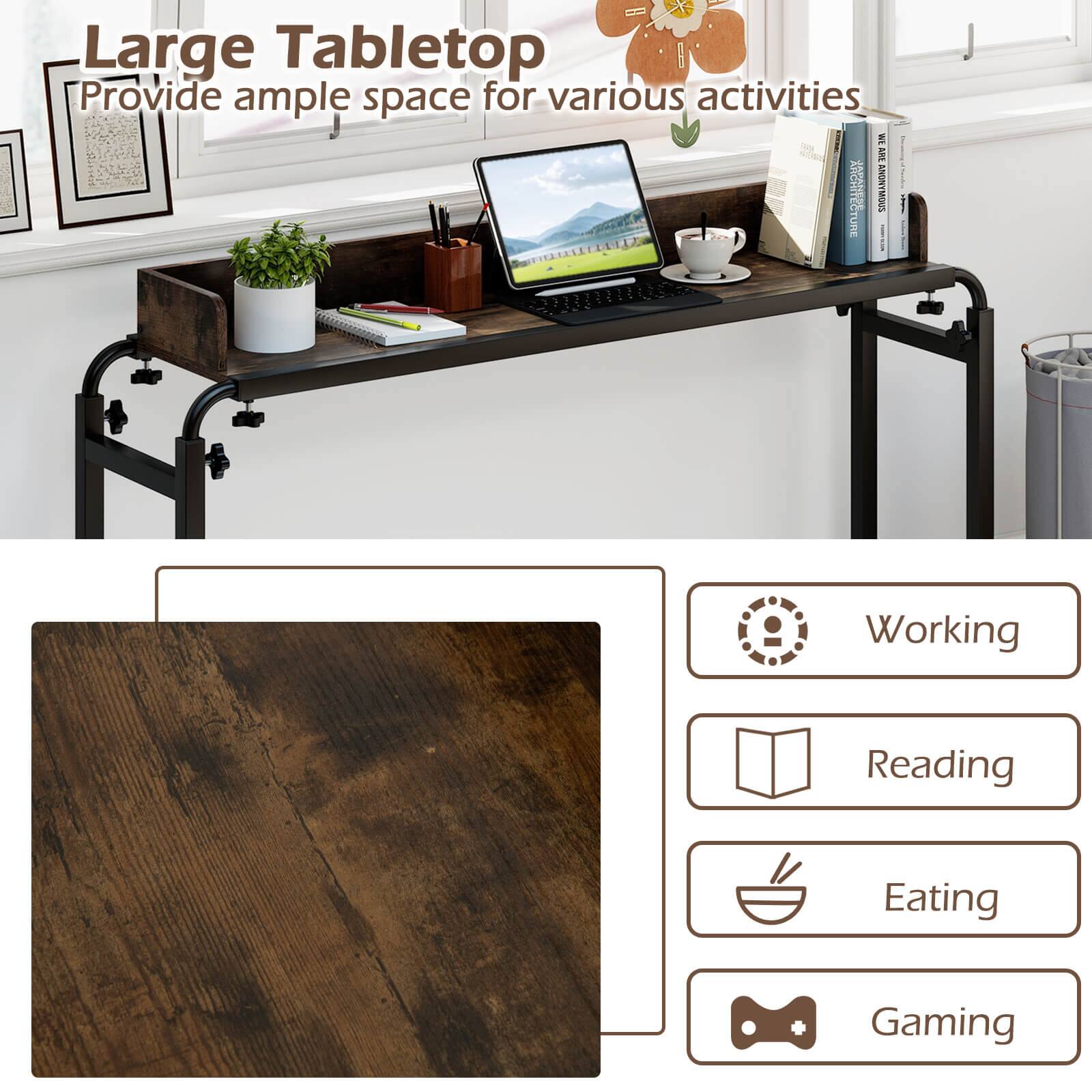 Large Tabletop  
Provide ample space for various activities  

- Working  
- Reading  
- Eating  
- Gaming