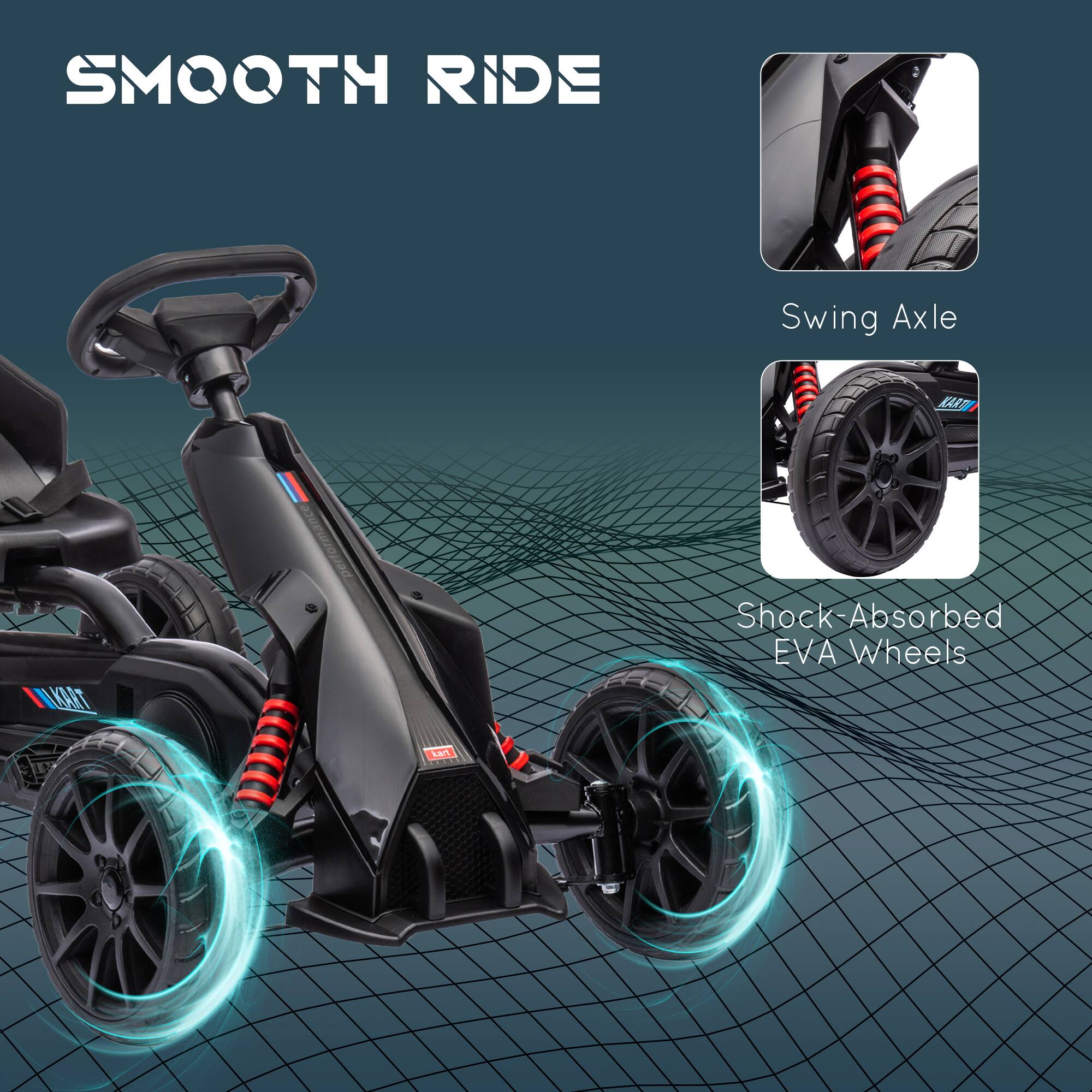 SMOOTH RIDE

Swing Axle

Shock-Absorbed EVA Wheels