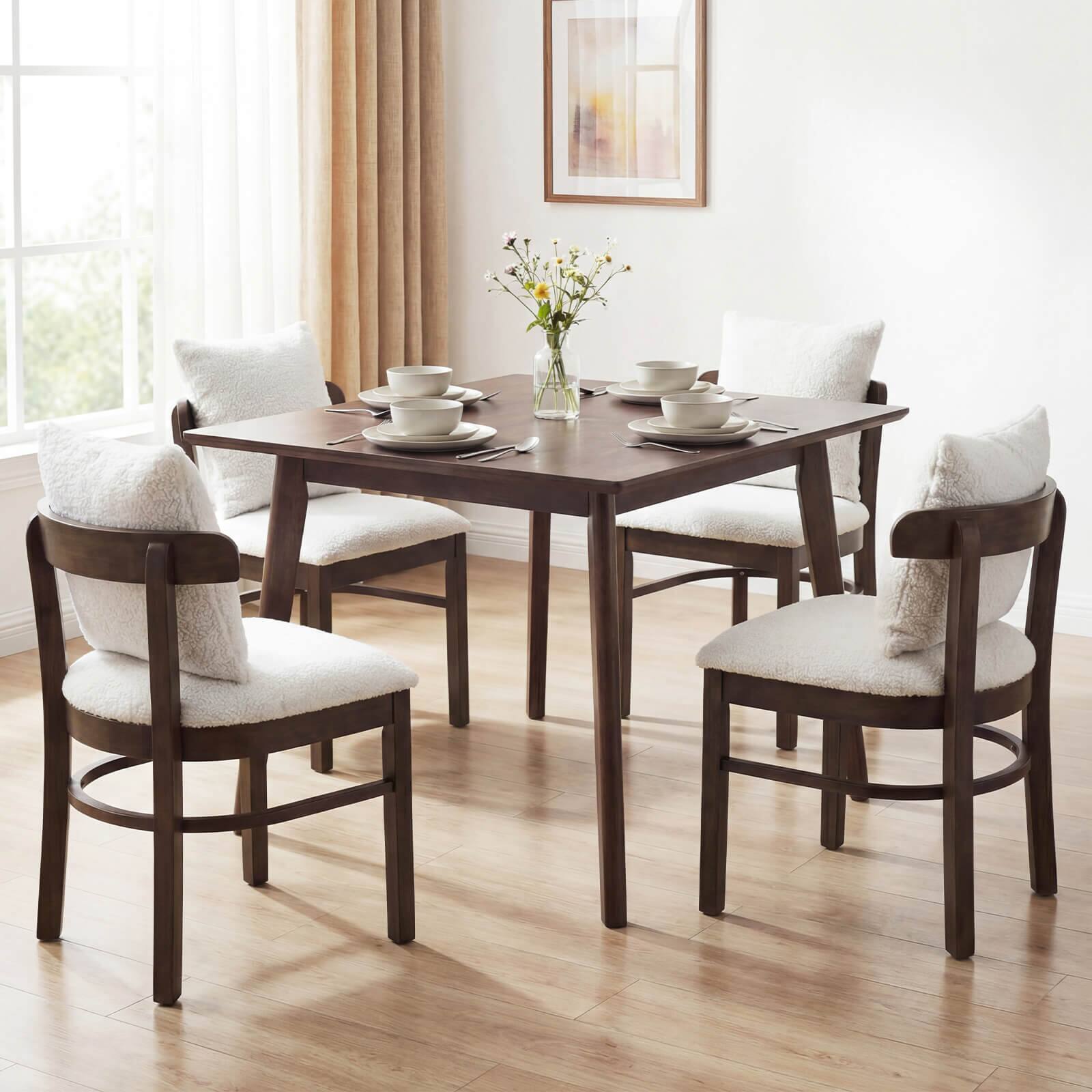 Alt View 4. Costway - Costway Wood Dining Chairs Set of 2 with Removable Pillow, Curved Backrest & Padded Seat - Gray + Brown.