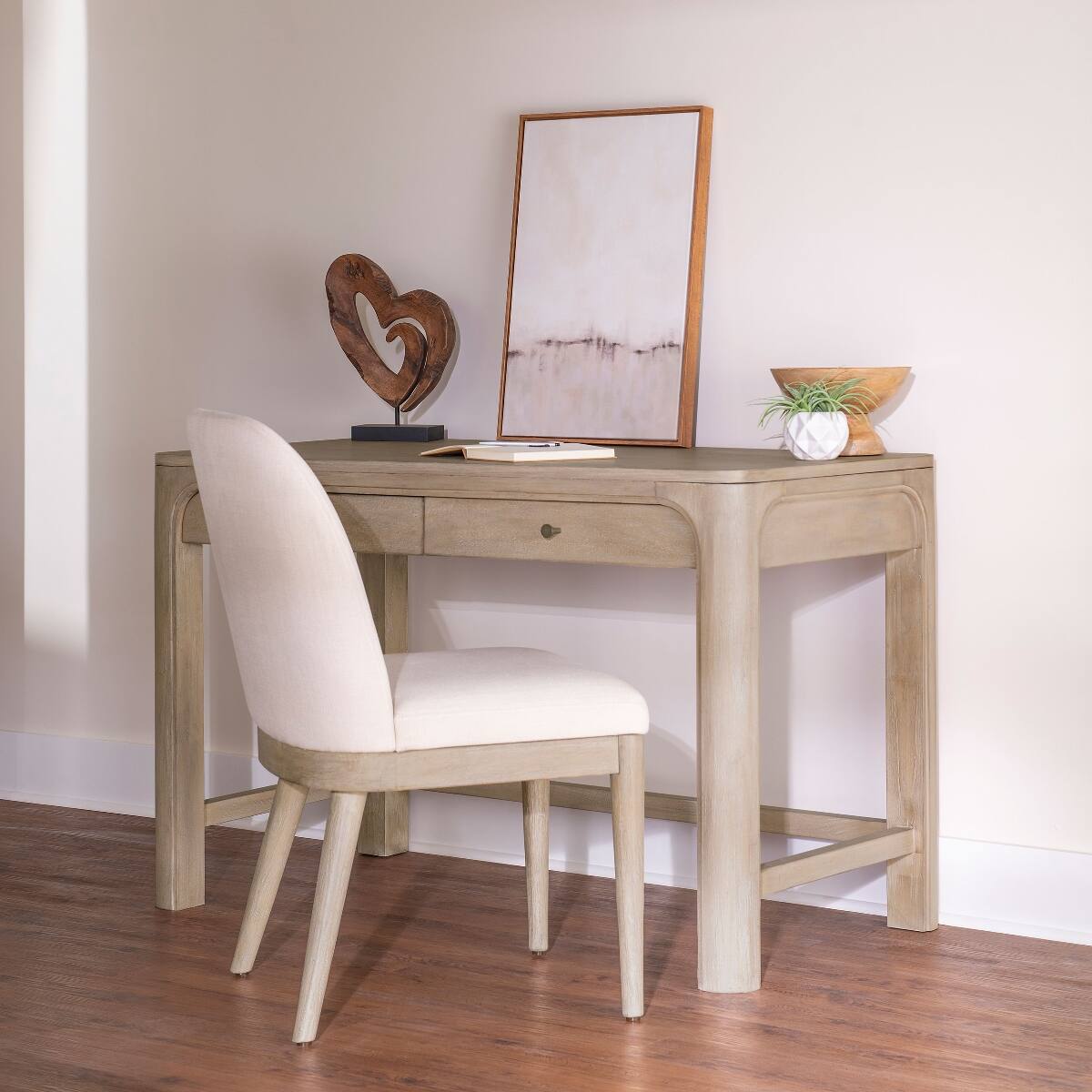 Alt View 9. Loheer - Loheer Makeup Vanity Table, Weathered Mango Finish, Two Felt-Lined Drawers - Weathered Mango.