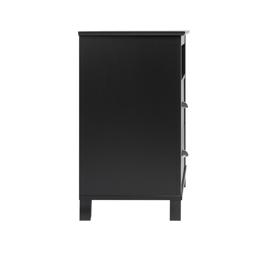 Angle. Prepac - Yaletown 2-Drawer Tall Nightstand, Black - Black.