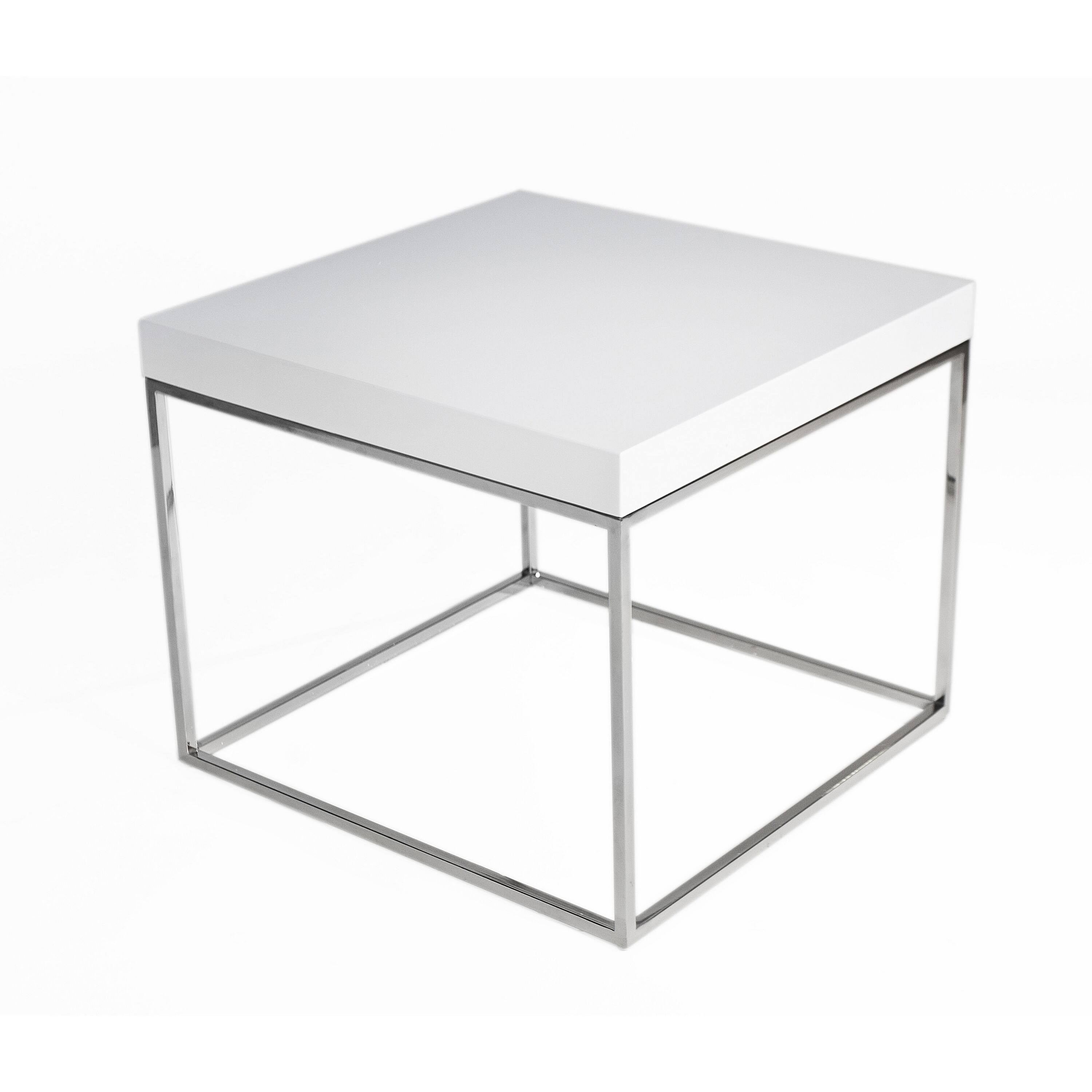 Manhattan Lane Zen 24 Inch Side End Table, Square, Lacquer Top, Chrome ...