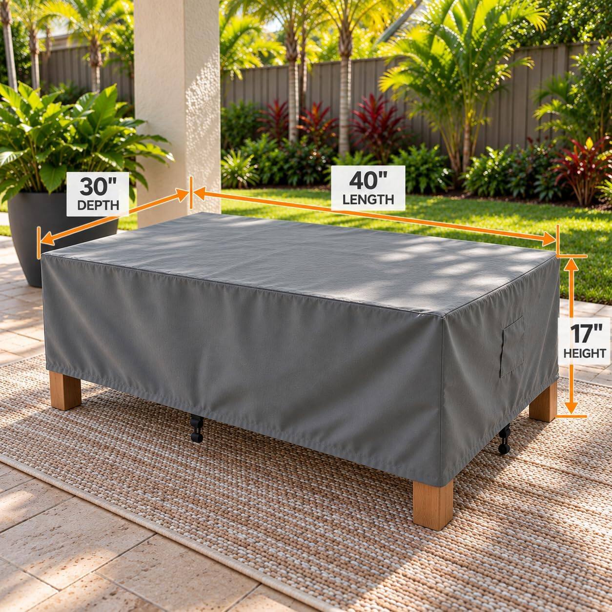 KHOMO GEAR Outdoor Coffee Table Cover Waterproof, Rectangular Patio ...