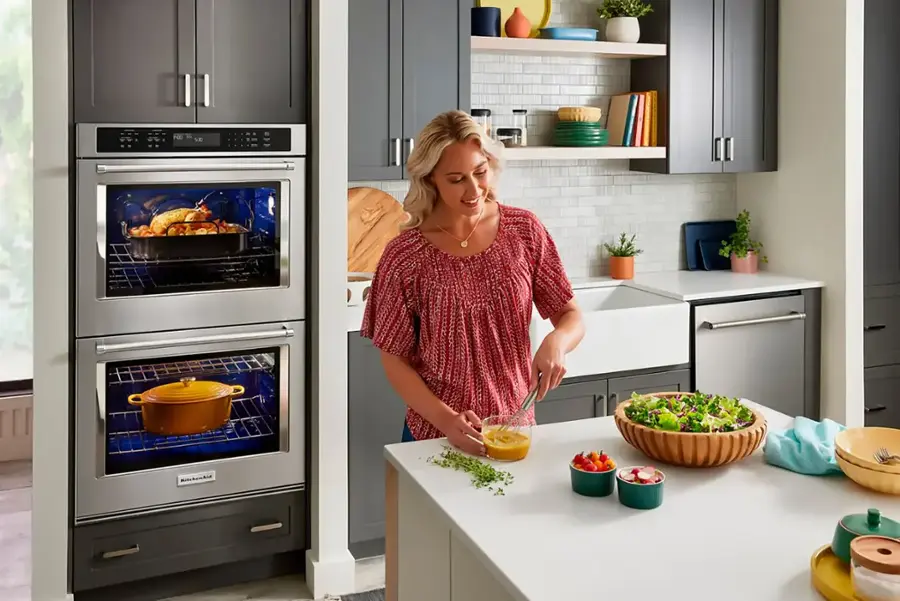 Alt View 22. KitchenAid - 30" Built-In Electric Convection Double Wall Oven with Air Fry Mode - Stainless Steel.