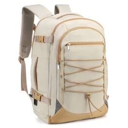Unique Bargains - Carry on Travel Backpack, Flight Approved Personal Item, Door Lock, USB A/C, Shoe Bag, Fits 16" Laptop - Beige
