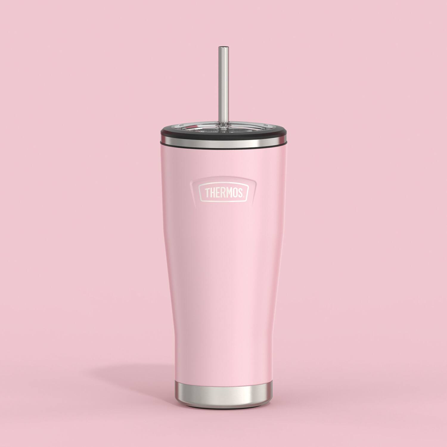 Back. Thermos - Thermos 24 oz. Icon Cold Tumbler w/ Straw - Sunset Pink - Sunset Pink.