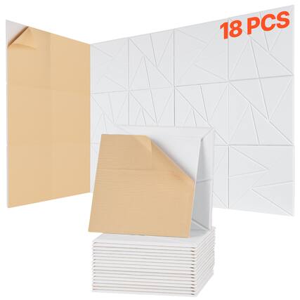 Front. VEVOR - 18 Pack Acoustic Panels with Self Adhesive, 11.8 x 11.8 x 0.4 inch Sound Proof Foam Panels, Polyester Fiber Soundproof - White.
