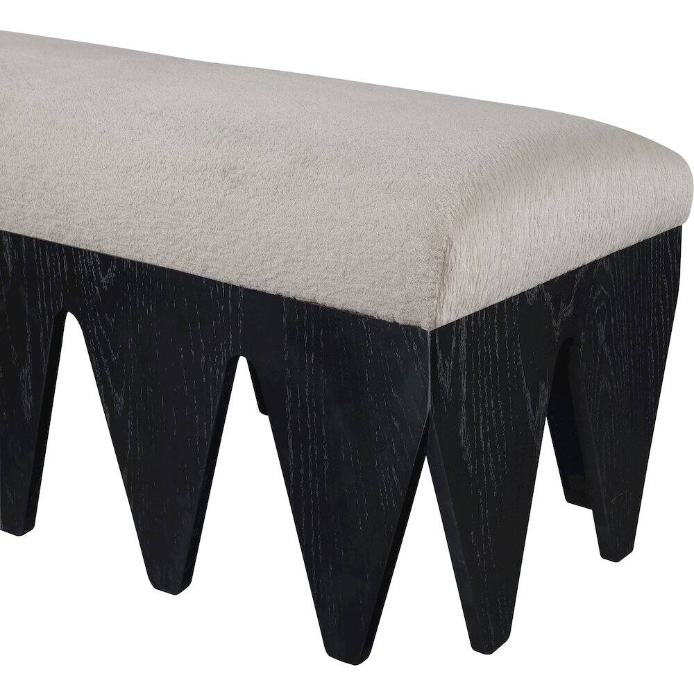 Alt View 4. Meridian Furniture - Altair Beige Velour Fur Fabric Bench - Beige.