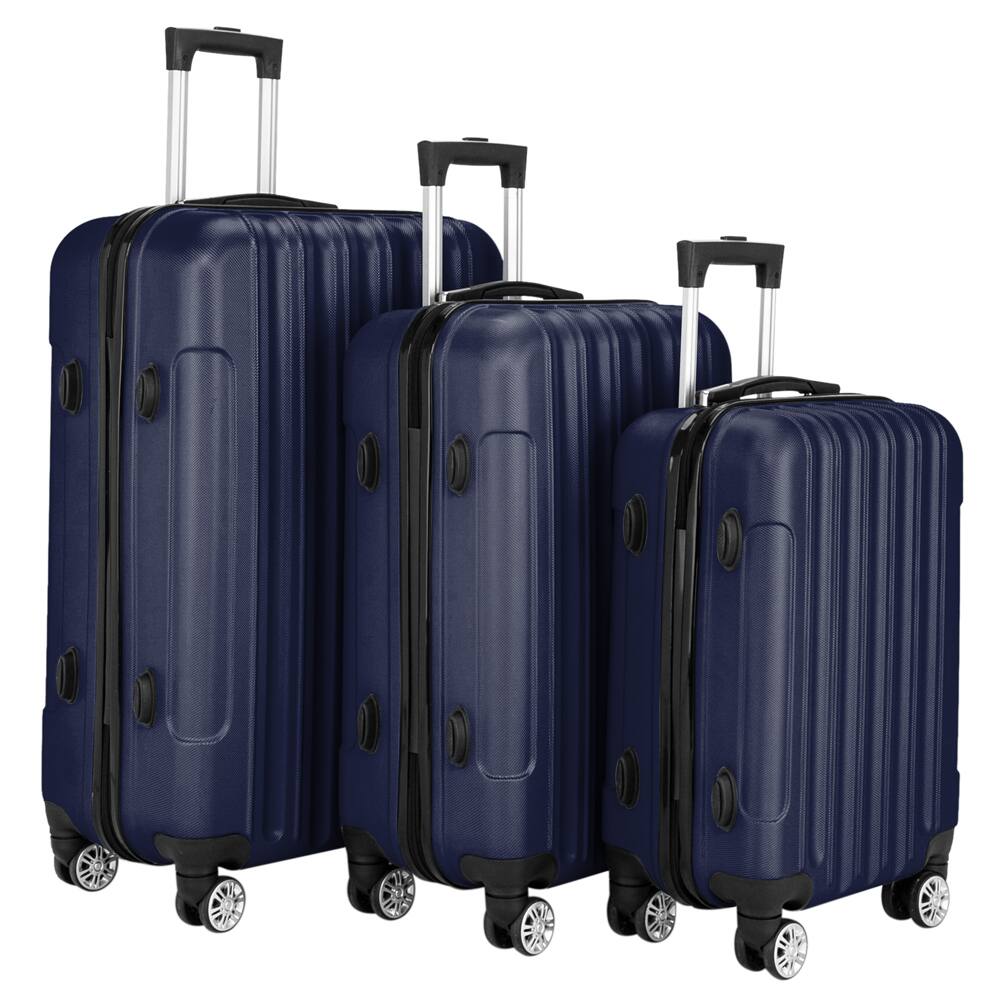 Alt View 3. Winado - 20"/24"/28" 3 Piece Trolley Carry On ABS Luggage Lightweight Hardside Suitcase Set Spinner Wheels & TSA Lock for Travel - Dark Blue.