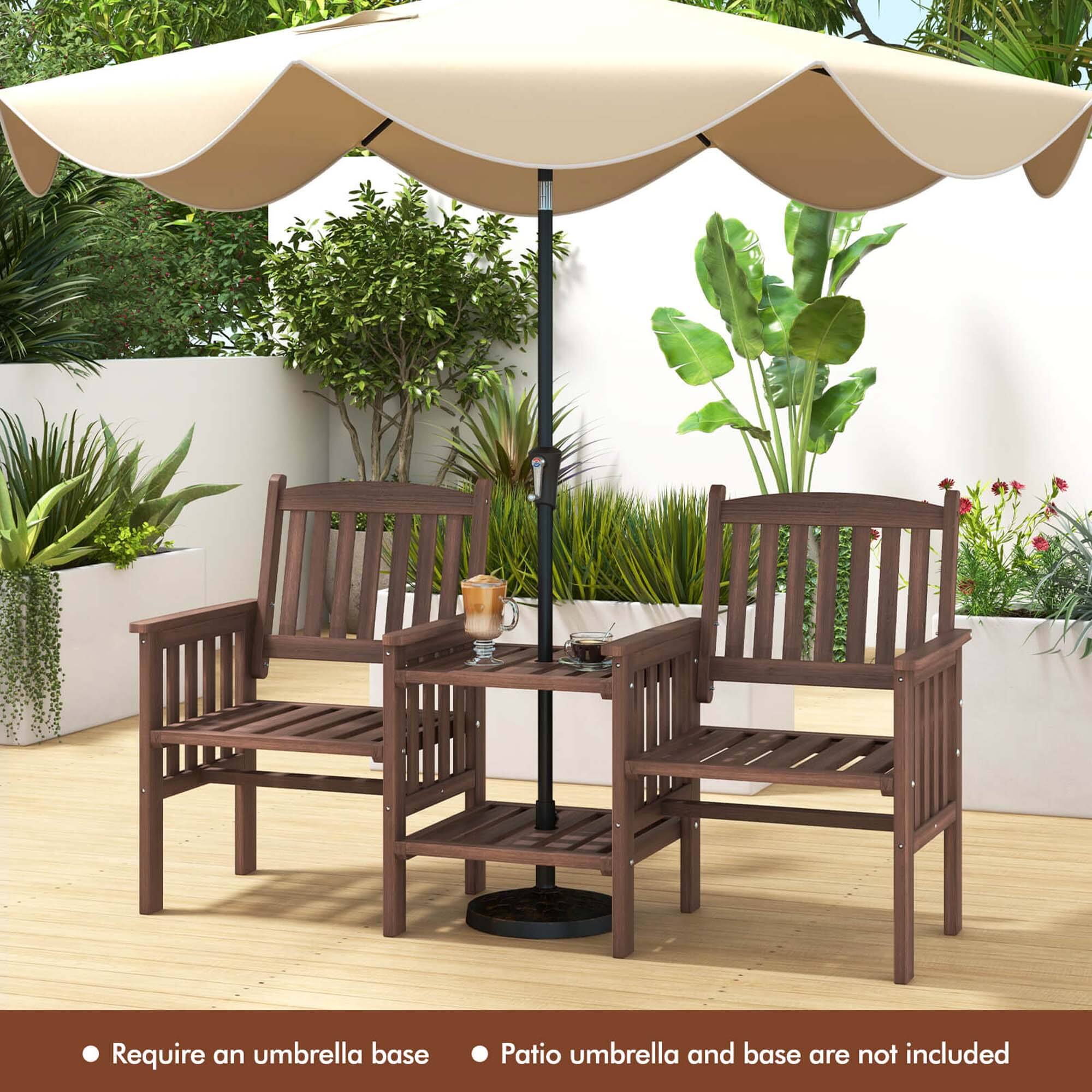 - Require an umbrella base
- Patio umbrella and base are not included