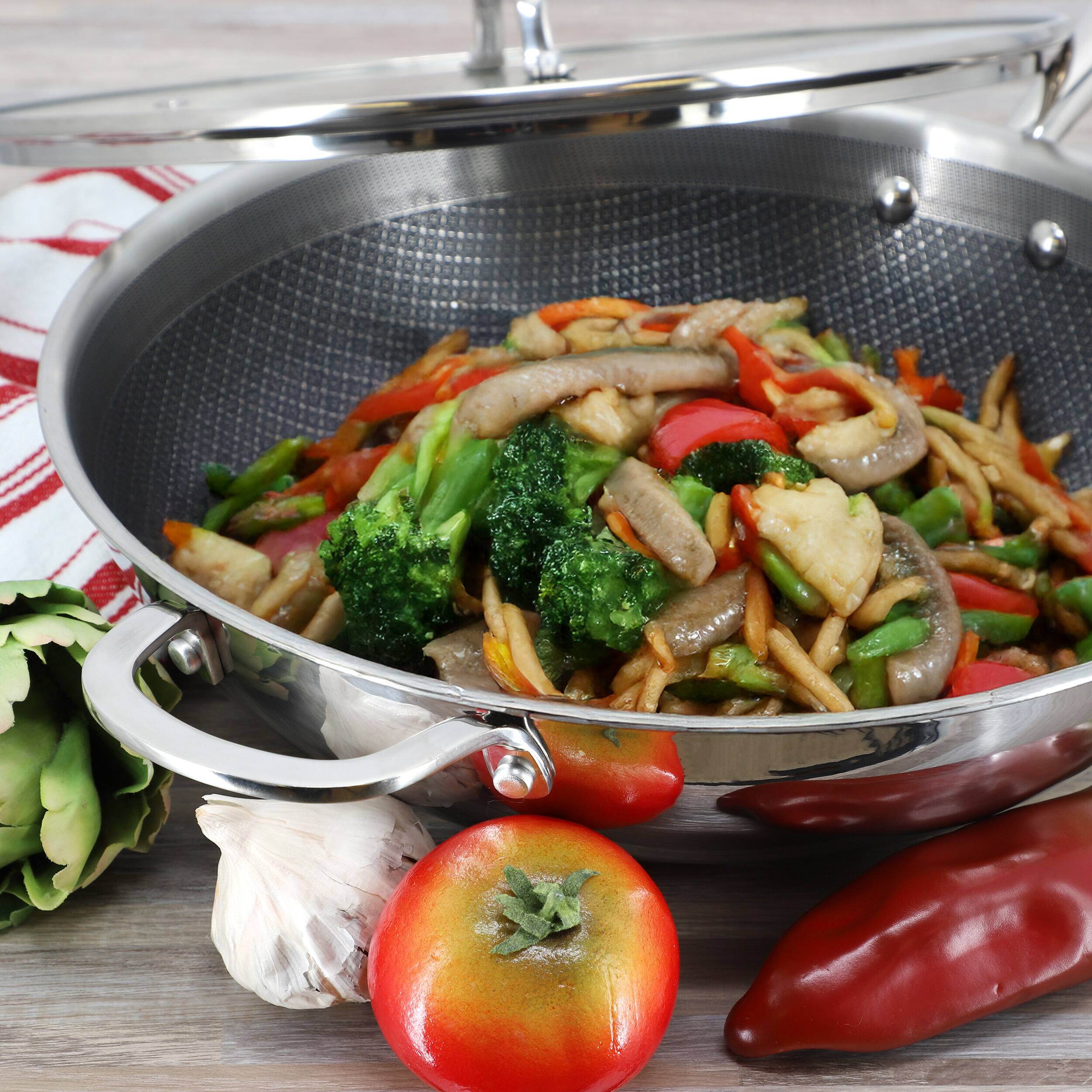 Alt View 5. Better Chef - Better Chef 12.5 Inch 3 Ply Stainless Steel Nonstick Wok with Lid in Silver - Silver.