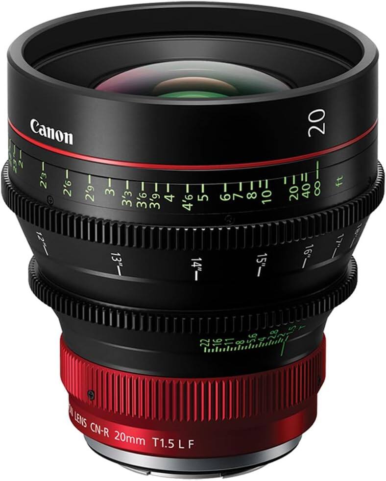 Canon 2'3- 2'6- 2'9- 12h  
3'3 13"  
3'6 3'9  
20 20- 8 ft 4 5 6 7 10 40 4'6 17" 14"- 15"- 16"-  
LENS CN-R 20mm T1.5LF