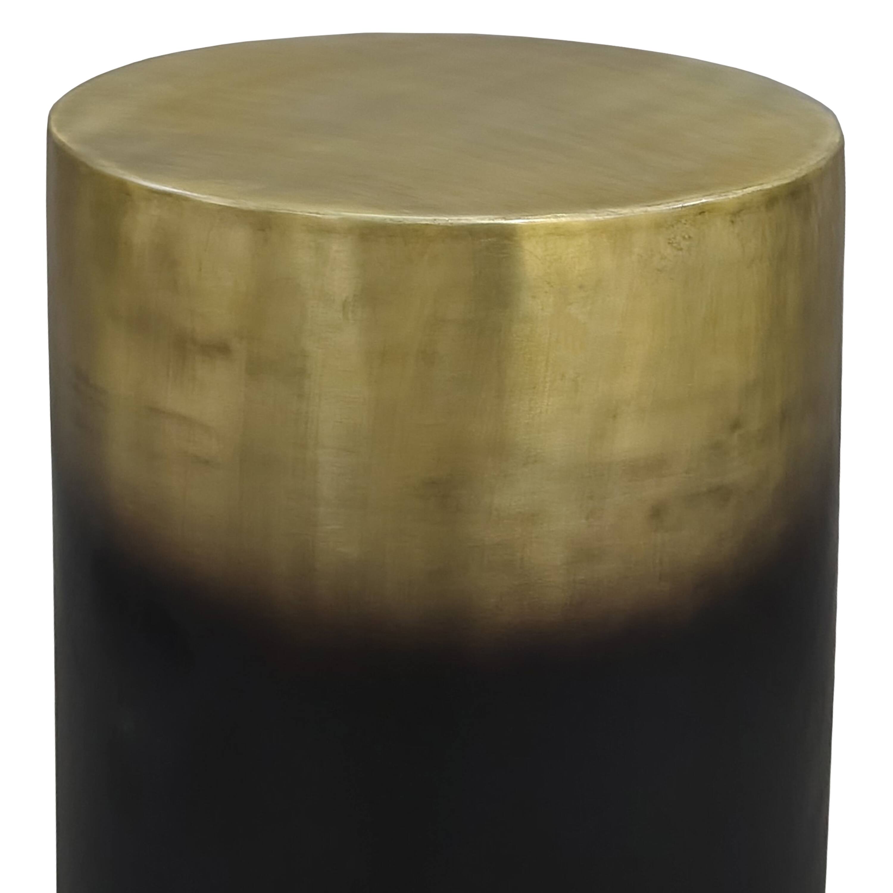 Alt View 3. Manhattan Lane - Side Table, 16.5 Inch Round Drum Shape, Black - Antique Brass, Black.
