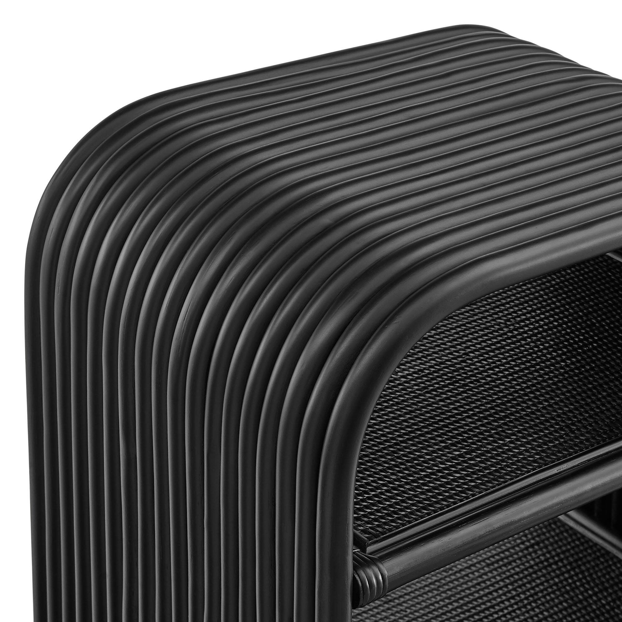 Alt View 4. Modway - Eve Curved Natural Rattan Side Table by Modway - Black.