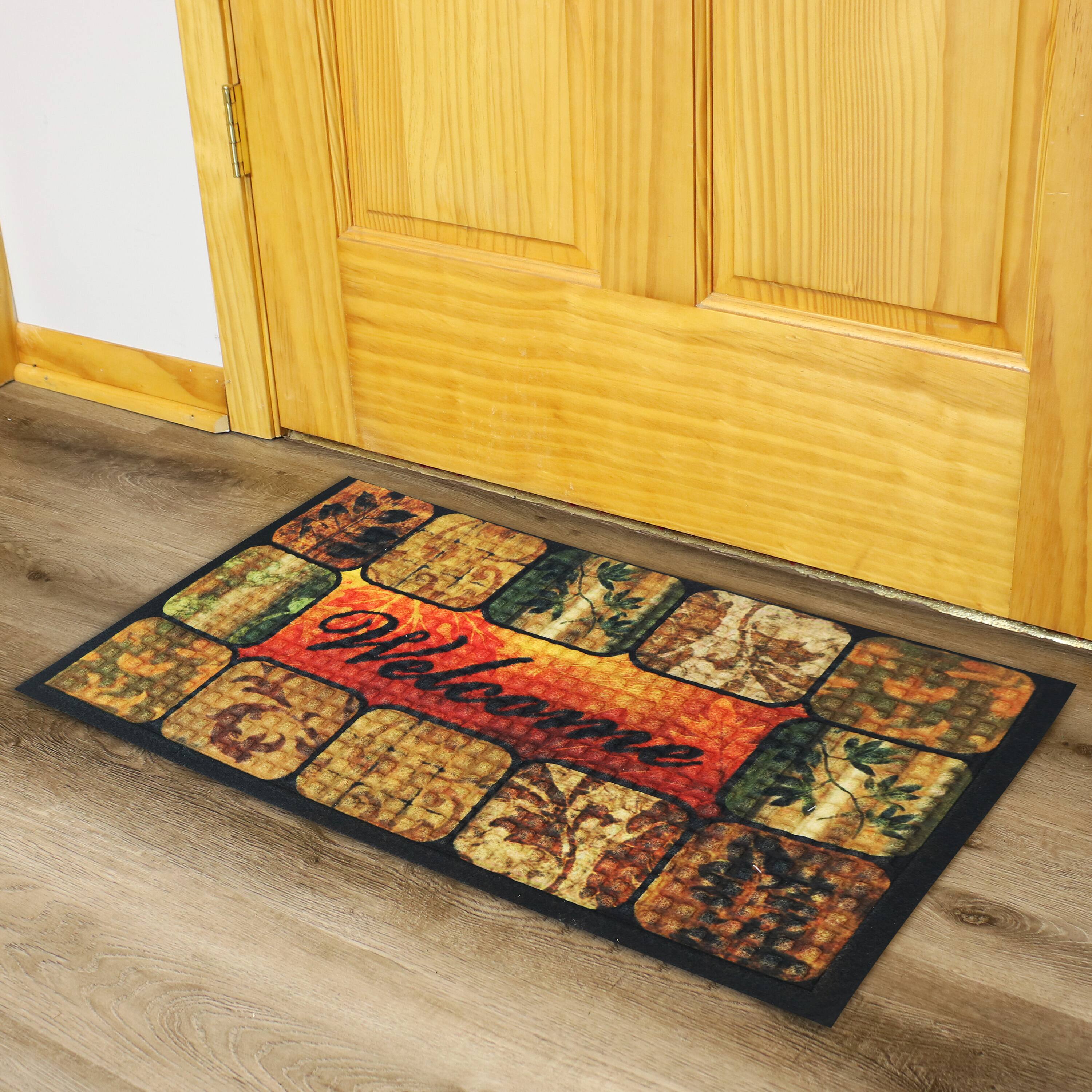 Alt View 3. Sunnydaze - Indoor Entrance Doormat - Earth Tone Plants - 17.5 in x 29 in - Brown Floral.