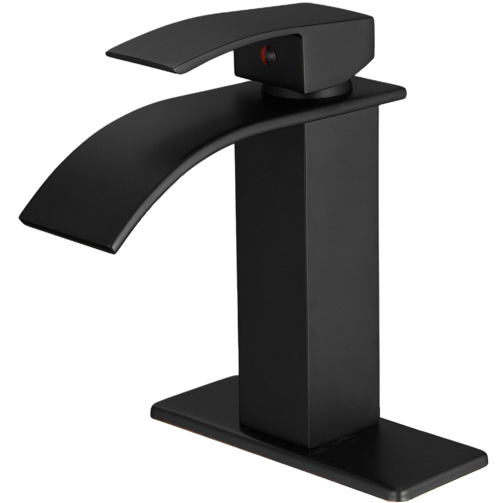 Alt View 2. Boyel Living - Single Handle Single Hole Bathroom Faucet with Deckplate Included and Pop Up Drain in Matte Black - Matte Black.