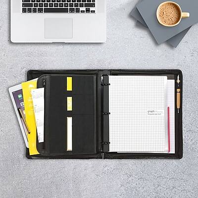 Alt View 4. Samsill - Samsill Regal Leather Padfolio with Zipper Closure, Black - Black.