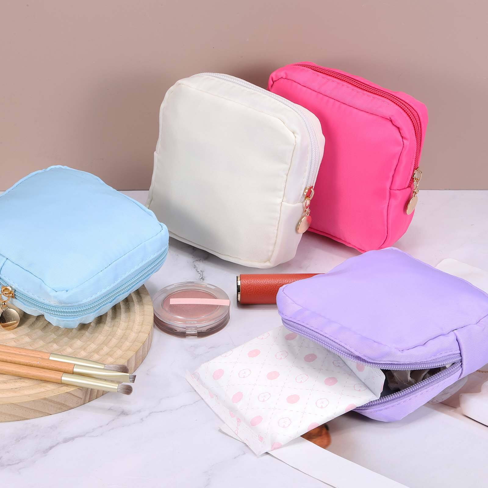 Alt View 3. Unique Bargains - Portable Polyester Period Bag for Women, Cute Zippered Pouch for Sanitary Towel Storage Travel - Khaki.