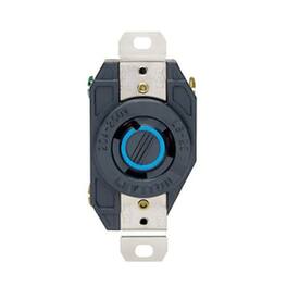 Leviton - 20 Amp 250V Flush-Mount Locking Receptacle, Grounding, Industrial Grade, V-0-MAX, Model 2320, Single Outlet, Pack of 1 - Black