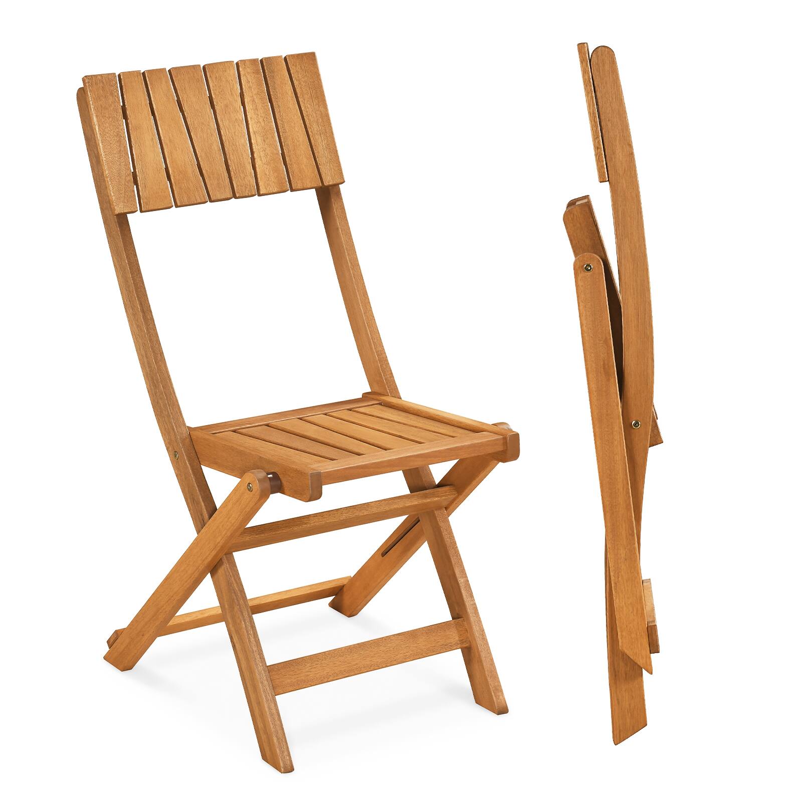 Alt View 9. Gymax - Gymax 2PCS Folding Chairs w/Slatted Backrest & Seat Armless Design No Assembly Needed - Yellow.